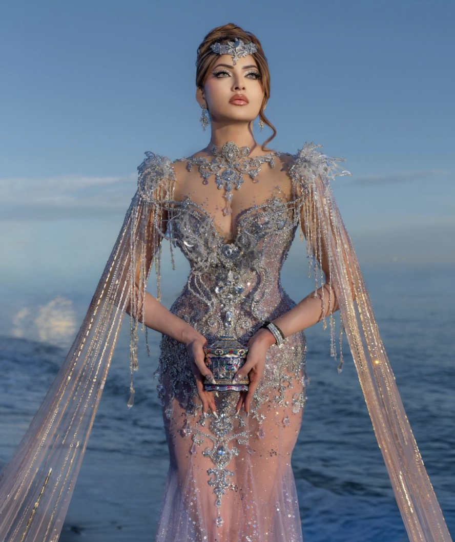 Urvashi Rautela Turns Heads At Cannes 2026 In Crystal-Drenched JoliPoli Couture With Dramatic Cape Sleeves