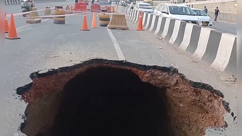 15-Foot Crater On Road As Gurugram's Sohna Expressway Collapses Again