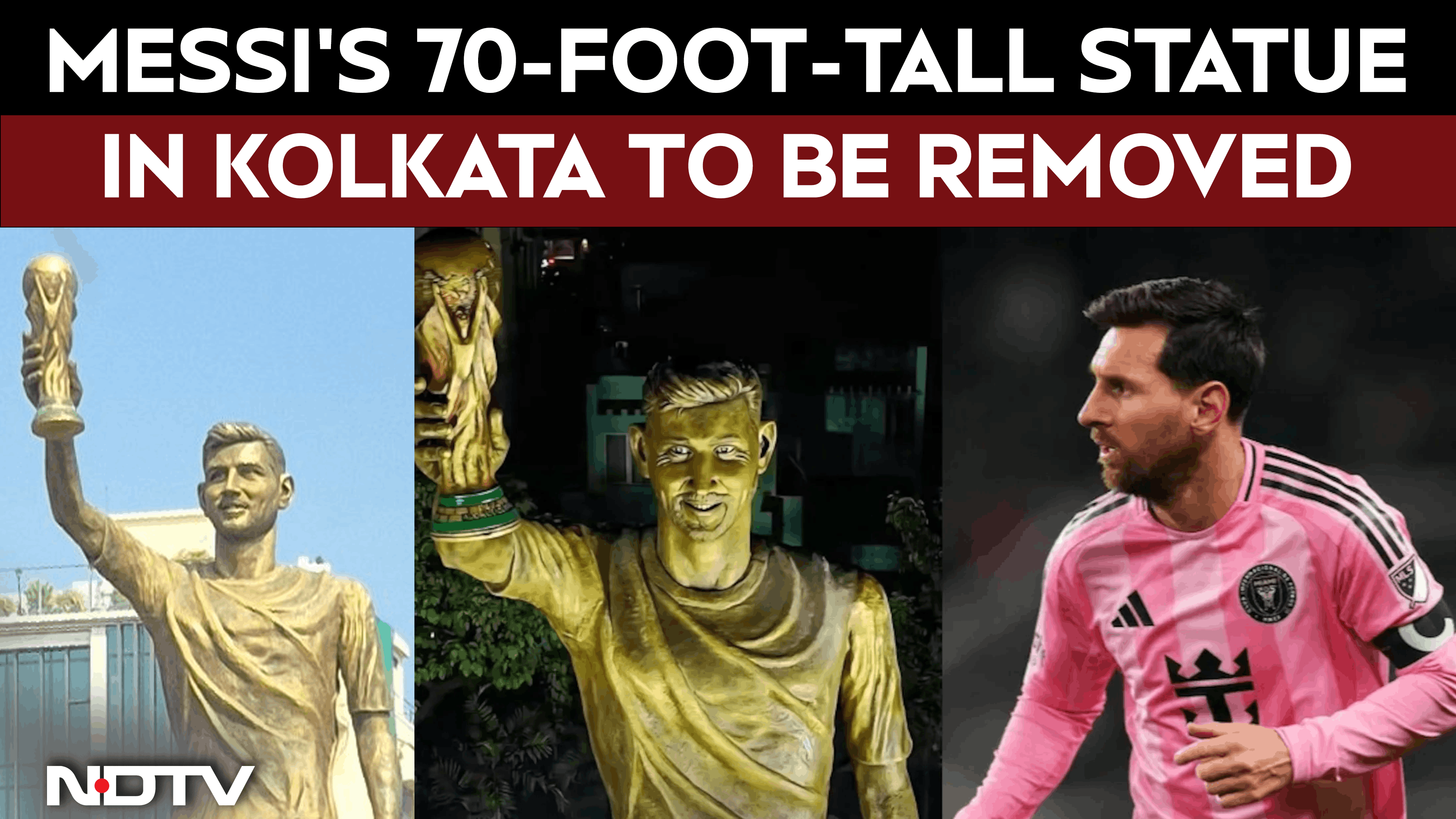 West Bengal News | Kolkata&rsquo;s Giant Messi Statue To Be Removed After Swaying Scare