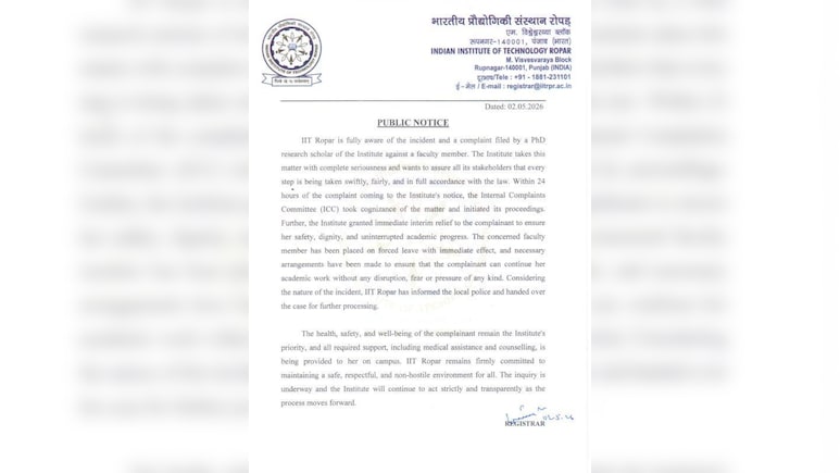 IIT Ropar Places Supervisor On Leave After PhD Scholar Alleges Sexual Harassment