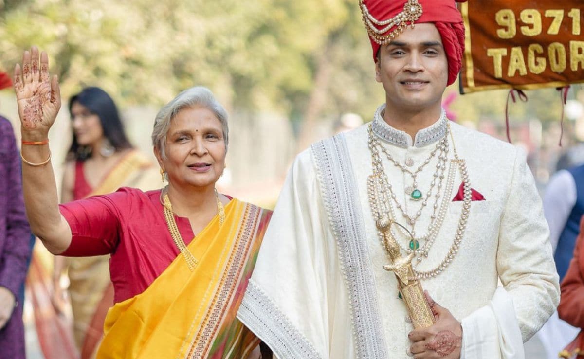 Twisha Sharmas mother-in-law Giribala Singh and husband Samarth Singh Twisha Sharmas mother-in-law Giribala Singh and husband Samarth Singh