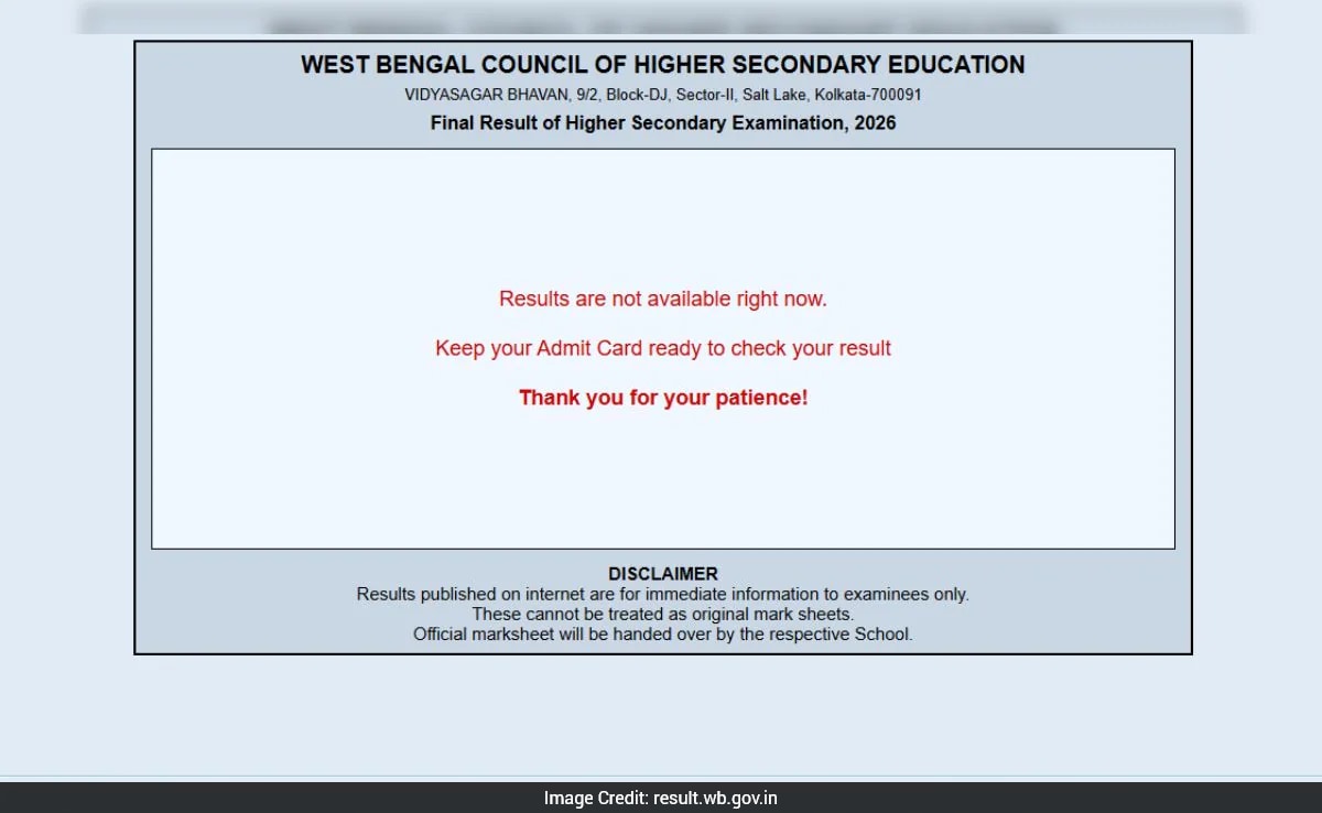 WBCHSE West Bengal HS Result 2026 LIVE: Check Scorecard Download Link, Pass Percentage