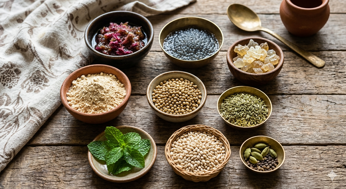 Indian diet offers a wide range of ingredients that possess cooling properties