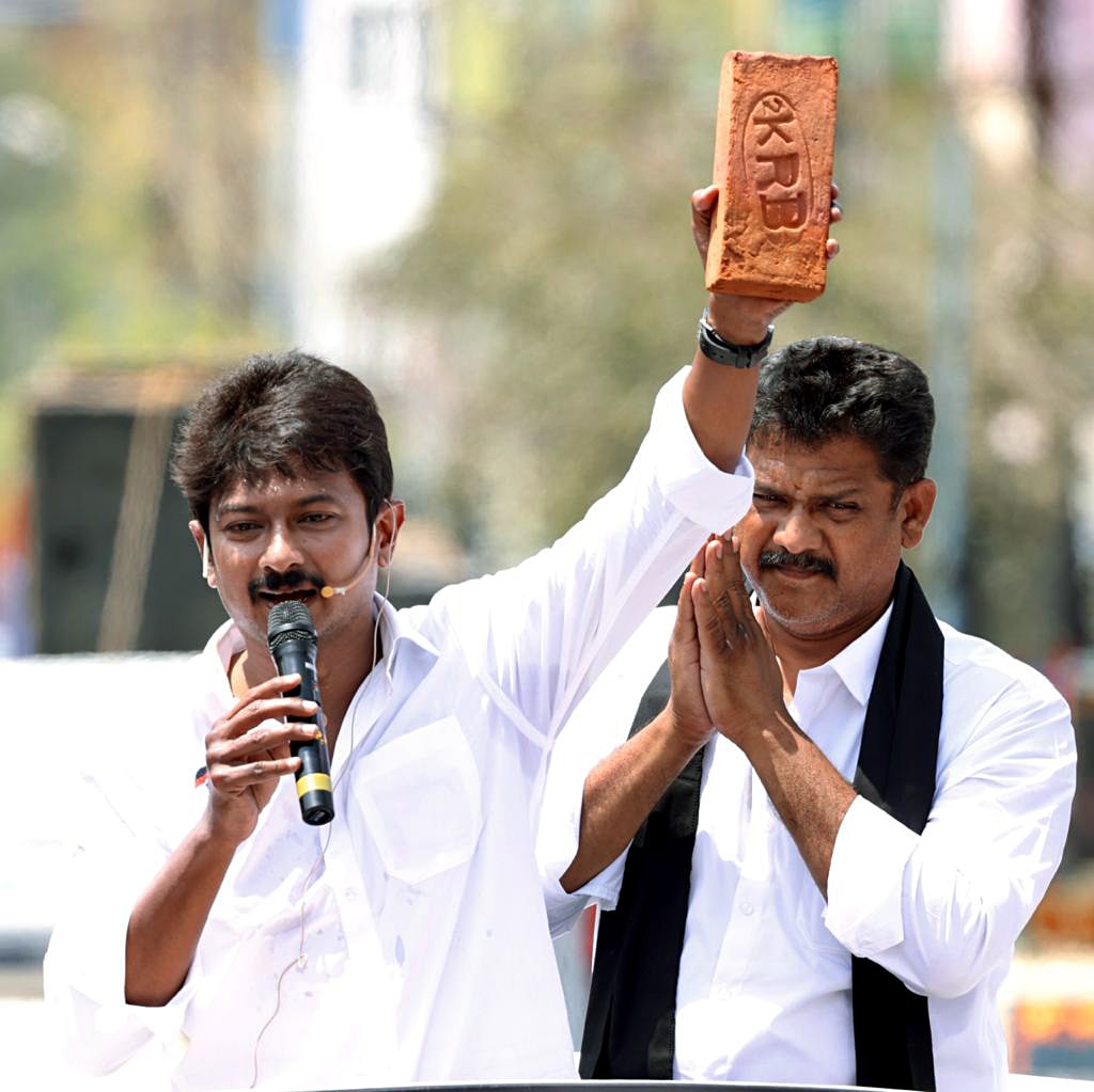 Udhayanidhi Stalin during a rally on March 23, 2021