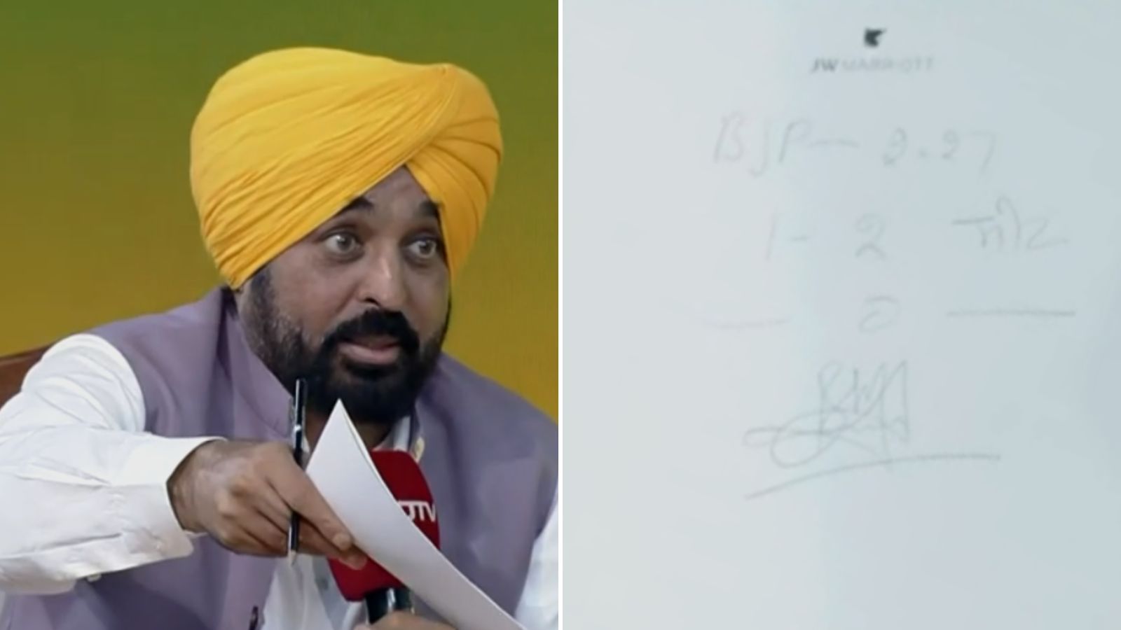 NDTV Exclusive: "BJP Will Win 1 Or 2 Seats In Punjab": Bhagwant Mann's Prediction In Writing