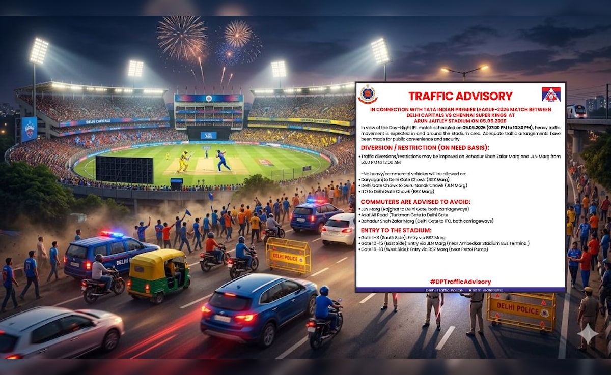 Delhi Traffic Advisory: दिल्ली में DC और CSK के बीच IPL मैच कल, दिल्ली पुलिस ने जारी की ट्रैफिक एडवाइजरी, जानें कौन से रास्ते रहेंगे प्रभावित