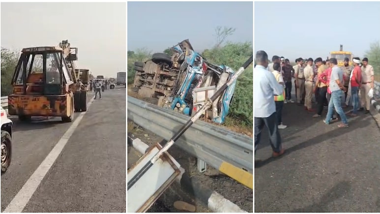 Road Accident: दिल्ली-मुंबई एक्सप्रेस-वे पर रॉन्ग साइड दौड़ रही स्लीपर बस पलटी, 40 श्रद्धालु घायल; 6 की हालत गंभीर
