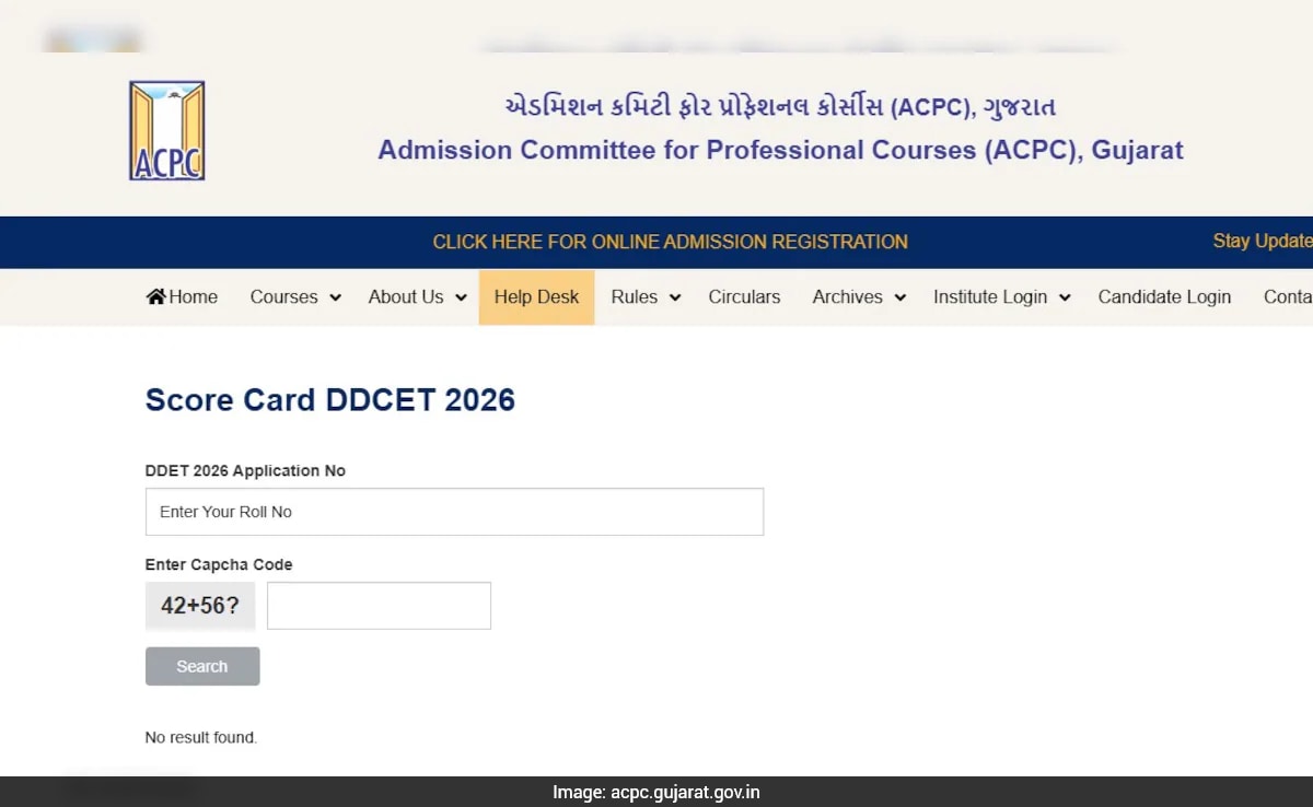 Gujarat DDCET 2026 Scorecard Out: Download Link, Official Websites Here