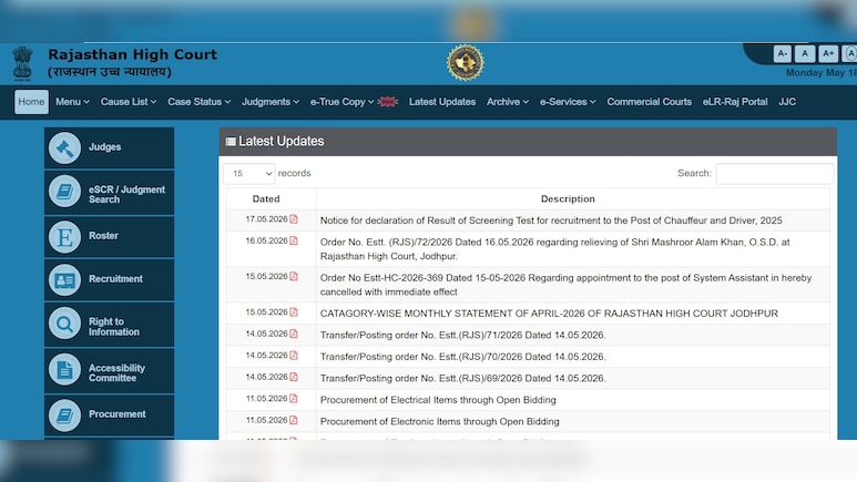 Rajasthan High Court Driver Result 2026 OUT: राजस्थान हाई कोर्ट ड्राइवर परीक्षा का रिजल्ट जारी, ऐसे करें चेक