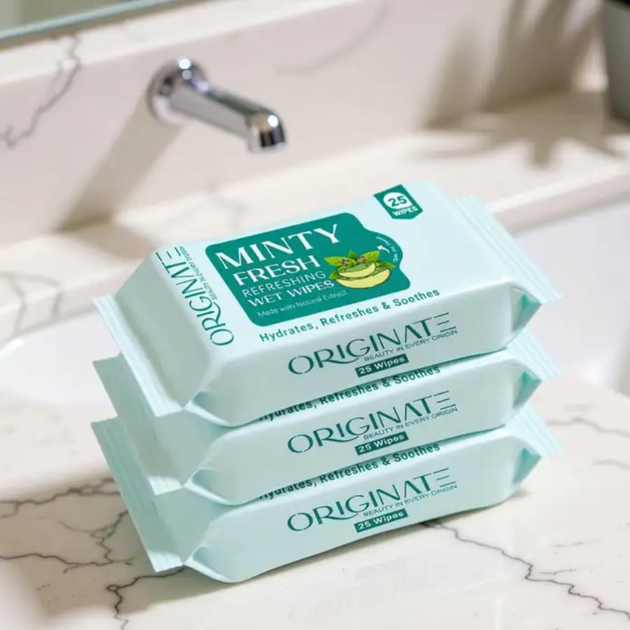 Click to buy ORIGINATE Minty Fresh Refreshing Wet Wipes