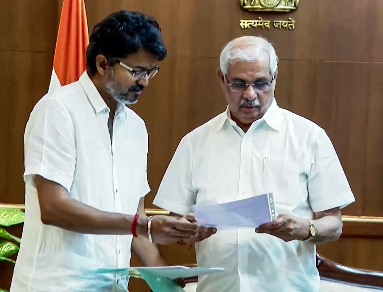 Vijay met Tamil Nadu Governor Rajendra Arlekar to stake claim to form the government on Friday