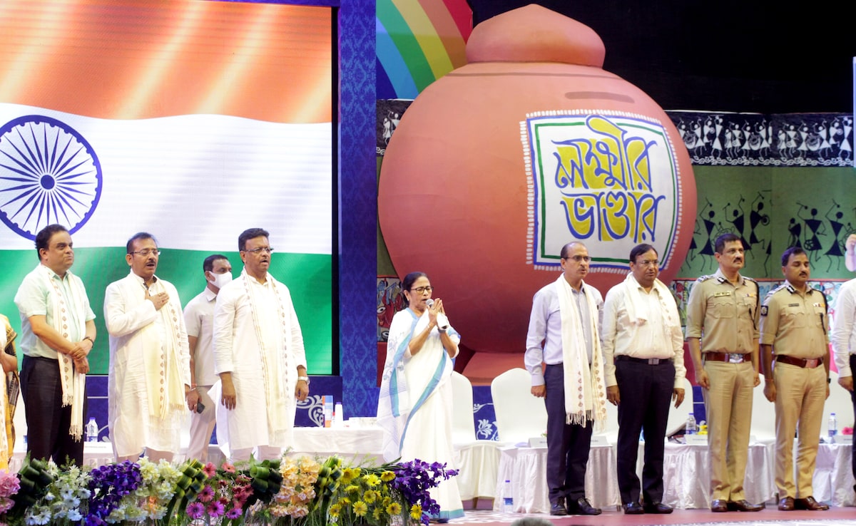 Mamata Banerjee during the launch of the Lakshmir Bhandar scheme in May 2022