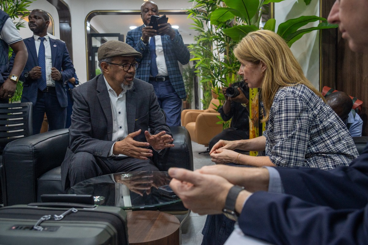 Dr. Tedros Adhanom Ghebreyesus (L), the Director-General of the World Health Organization (WHO), speaks with officials upon his arrival in Kinshasa on May 28, 2026. Dr. Tedros Adhanom Ghebreyesus (L), the Director-General of the World Health Organization (WHO), speaks with officials upon his arrival in Kinshasa on May 28, 2026.