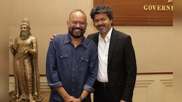 <i>GOAT</i> Director Venkat Prabhu Meets Vijay After Gifting Him The Iconic Number Plate From The Movie: "Round Two With Our Honourable Chief Minister"