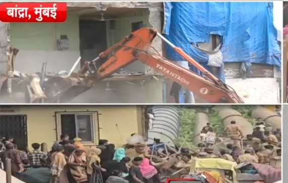 मुंबई में अवैध मस्जिद पर चला बुलडोजर, बांद्रा में प्रदर्शन कर रहे लोगों पर पुलिस ने किया लाठीचार्ज
