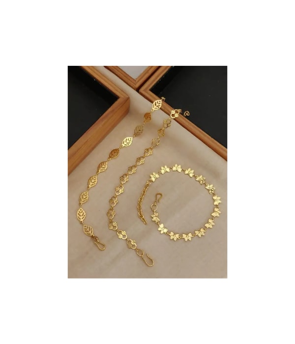 Click here to buy: vrajwa Alloy Cubic Zirconia Gold-Plated Bracelet (Pack of 3)
