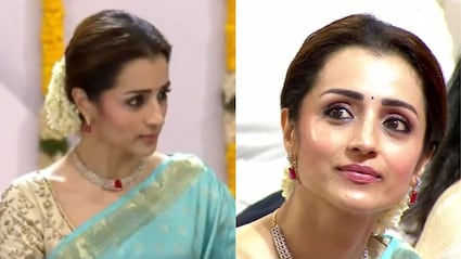 At Vijay's Oath Ceremony In Tamil Nadu, Trisha Krishnan Stuns In A Silk Saree