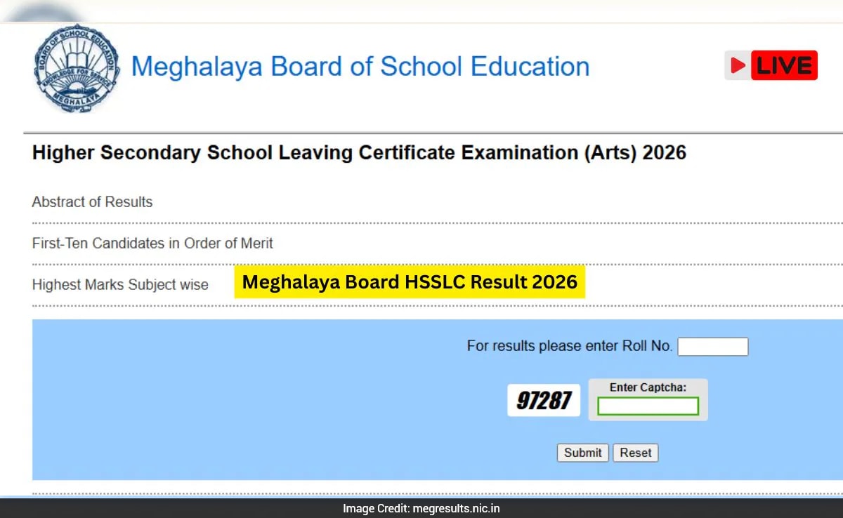 MBOSE Meghalaya 12th Result LIVE: HSSLC Marksheet Releasing Today At 11 AM, Download Here