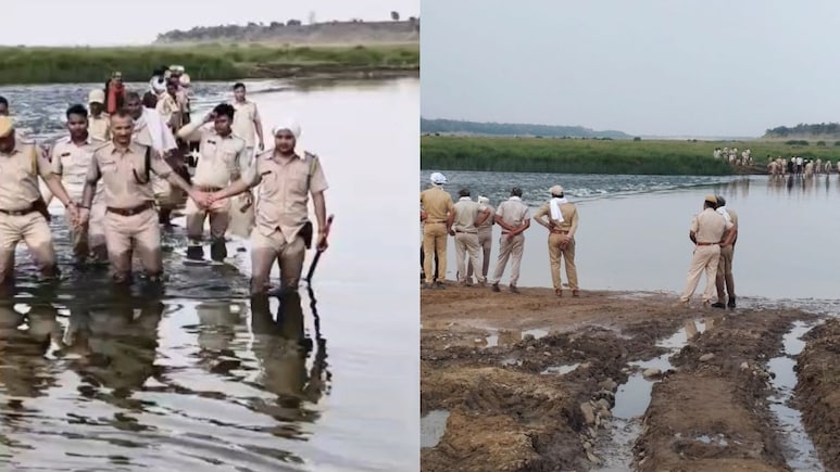 अवैध बजरी खनन पर करौली पुलिस का एक्शन, वर्दी और हथियारों के साथ नदी में उतरे जवान; ट्रैक्टर-ट्रॉली छोड़ भागे माफिया&nbsp;