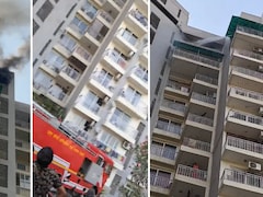 गाजियाबाद: इंदिरापुरम की शिप्रा सृष्टि सोसाइटी में 14वीं मंजिल पर लगी भीषण आग