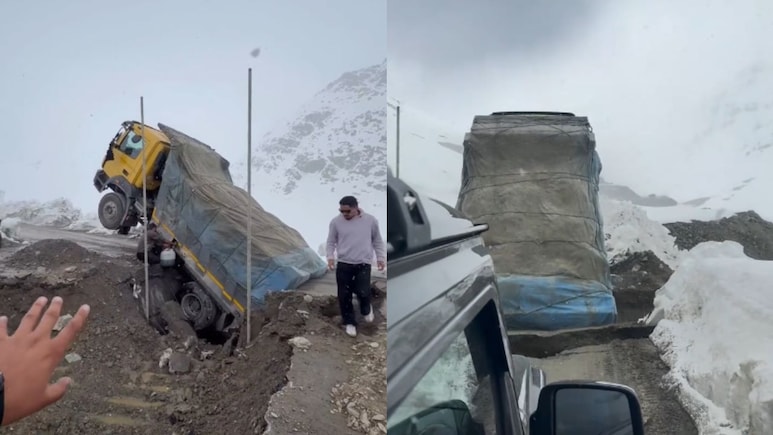 Narrow Escape For Truck As Bridge Collapse At Shinku La Pass, Affecting Padum-Darcha Connectivity