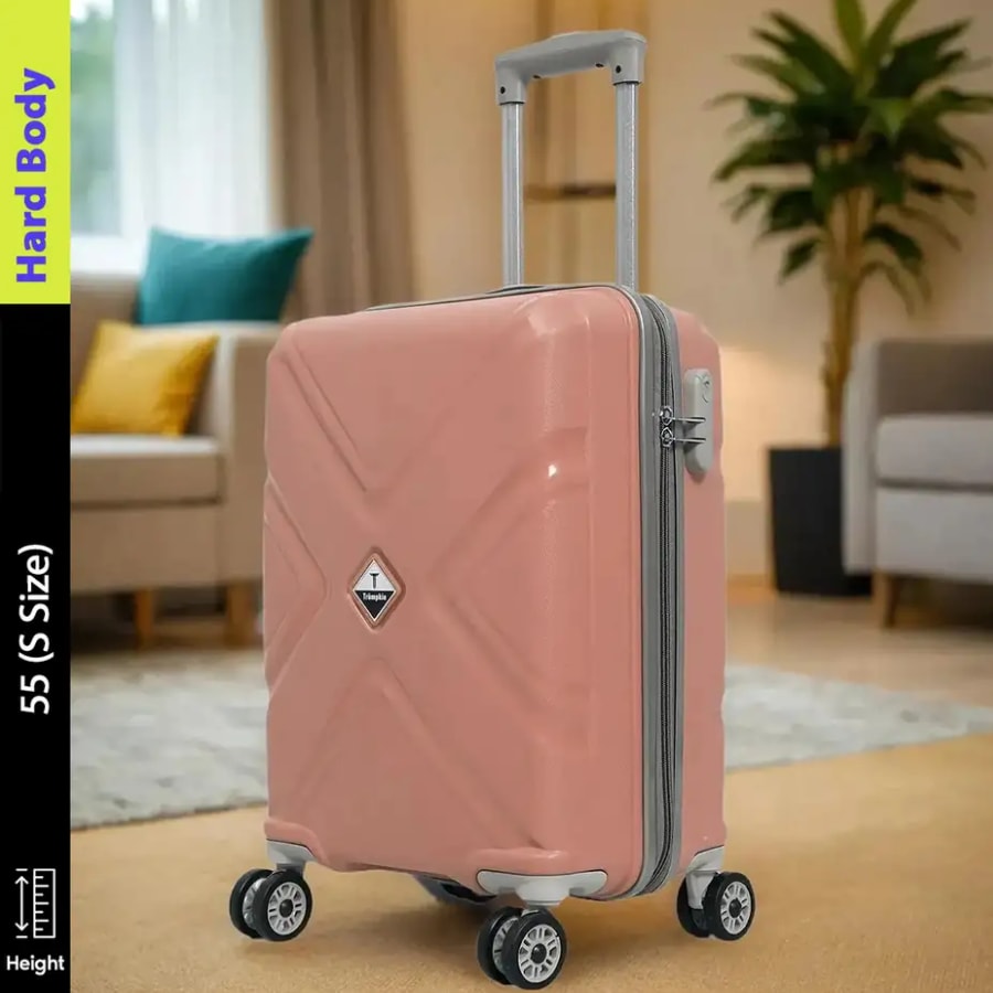 Click to buy Trumpkin Small Cabin Luggage (55 cm) 4 Wheels - Trolley Bags for Travel, 4 Wheel Small Luggage, Hard Side Cabin Bag - Pink