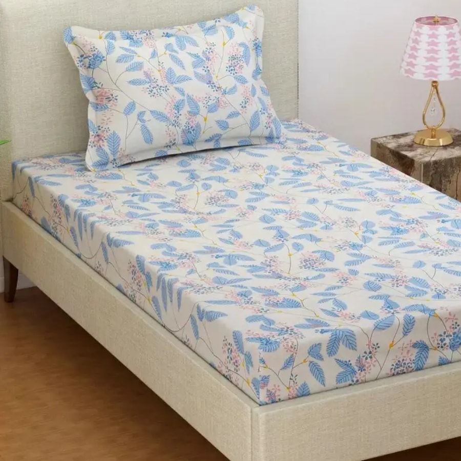 Click here to buy: VAS COLLECTIONS Cotton Single Flat 160 TC Printed 1 Bedsheet (White)