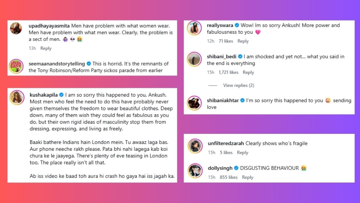 Celebrities and content creators reacted to Ankushs video. Photo: Ankush Bahuguna/ Instagram