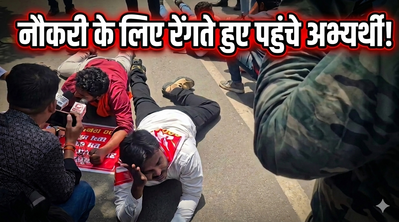 UP Teacher Recruitment Protest: नौकरी के लिए रेंगते हुए पहुंचे अभ्यर्थी, UP में अनोखा प्रदर्शन
