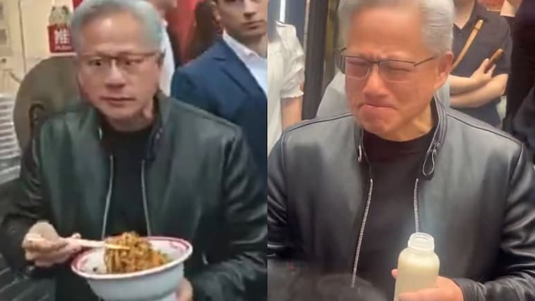 Nvidia CEO Jensen Huang tries Beijing's 'zhajiangmian' on food tour