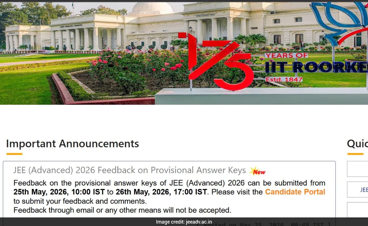 JEE Advanced 2026 Provisional Answer Key Out: Here's Direct Link To Check, Raise Objections