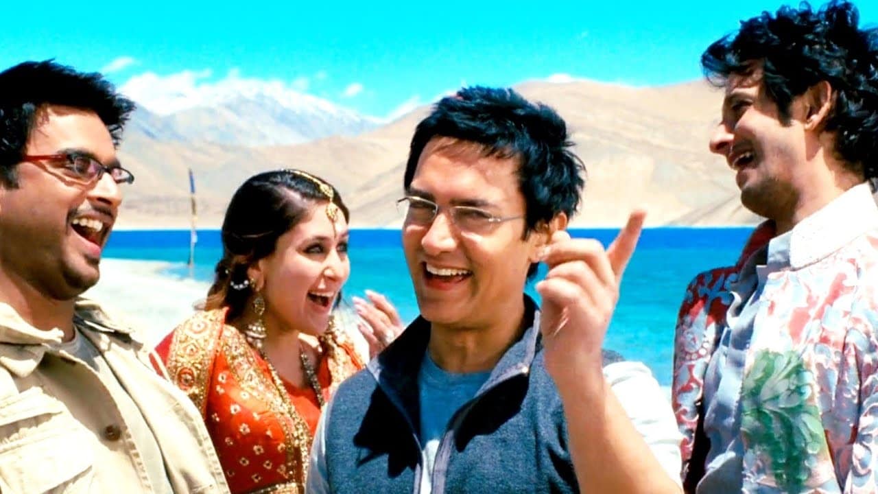 Aamir Khan, R Madhavan, Kareena Kapoor Khan and Sharman Joshi in 3 Idiots