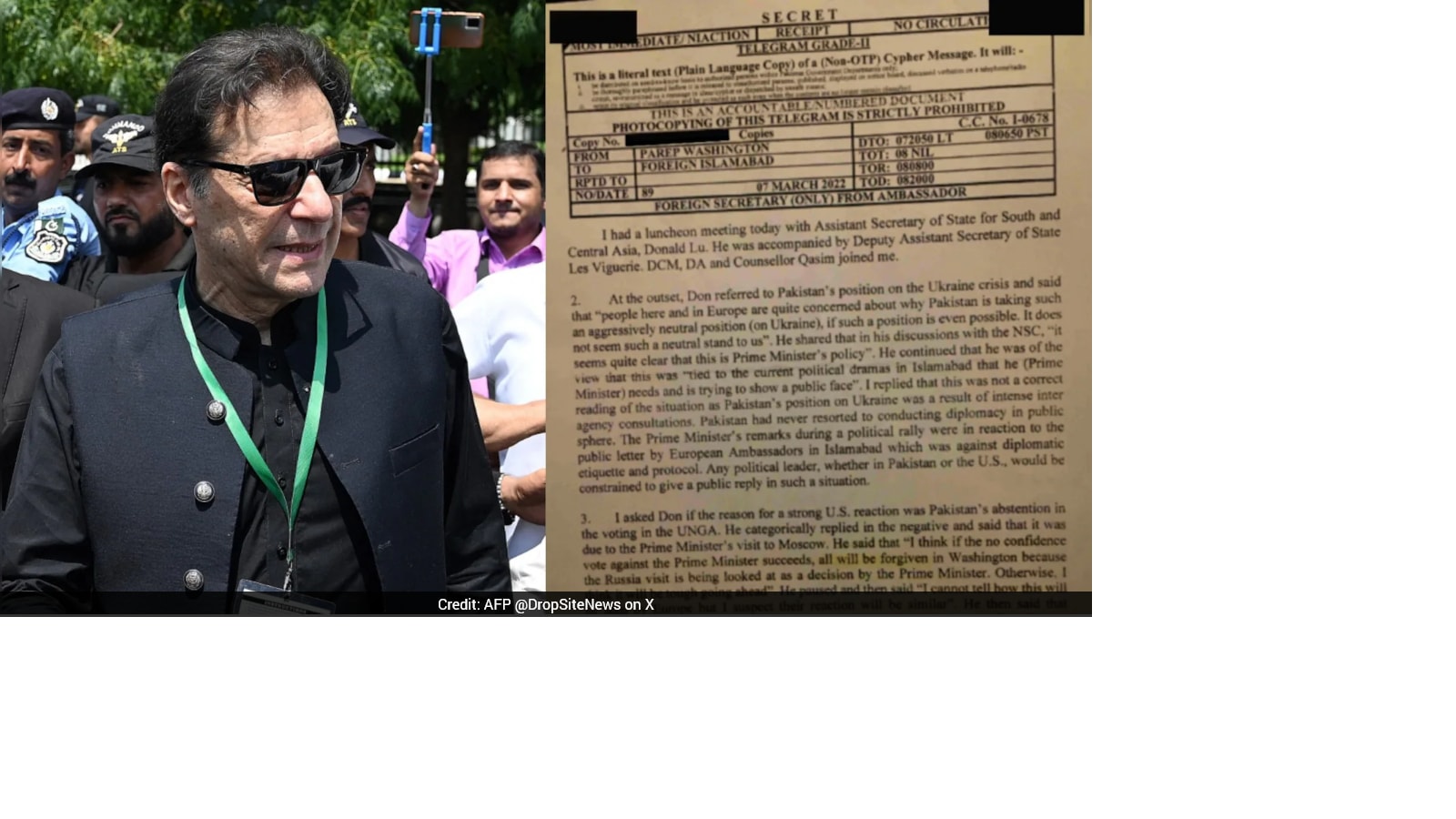 Leaked ‘Cypher’ Shows Pak Ousted Ex-PM Imran Khan To Get US Favour