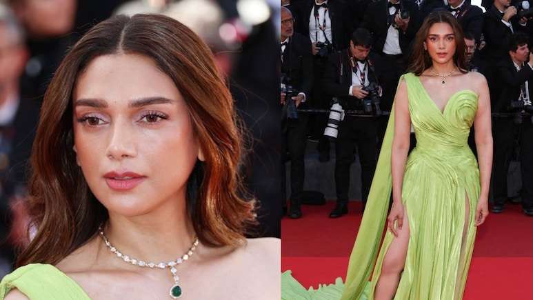 Aditi Rao Hydari Serves High Glam In A Green Thigh-Slit Gown At Cannes