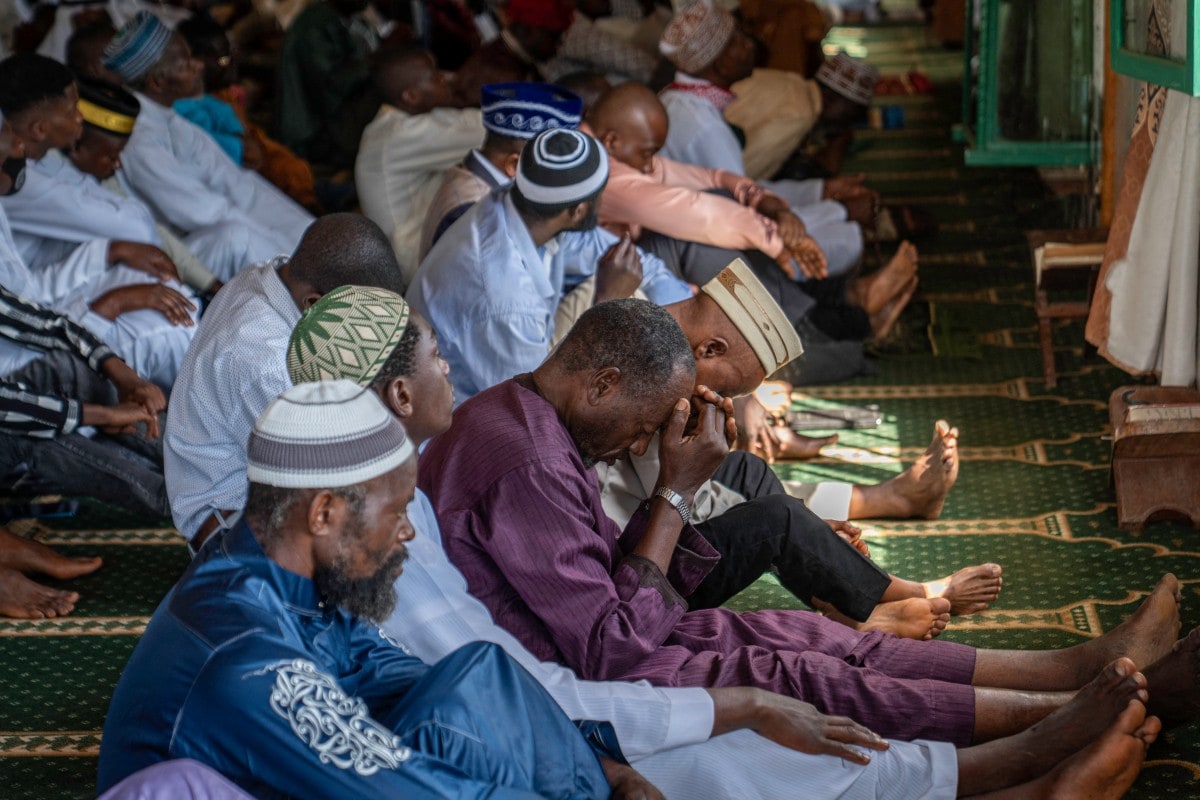 Worshippers gather ahead of performing a prayer at a Mosque in Bunia, in the eastern Democratic Republic of the Congo, on May 27, 2026 the first day of Eid al-Adha, the Feast of Sacrifice. (Photo by Glody MURHABAZI / AFP) Worshippers gather ahead of performing a prayer at a Mosque in Bunia, in the eastern Democratic Republic of the Congo, on May 27, 2026 the first day of Eid al-Adha, the Feast of Sacrifice. (Photo by Glody MURHABAZI / AFP)