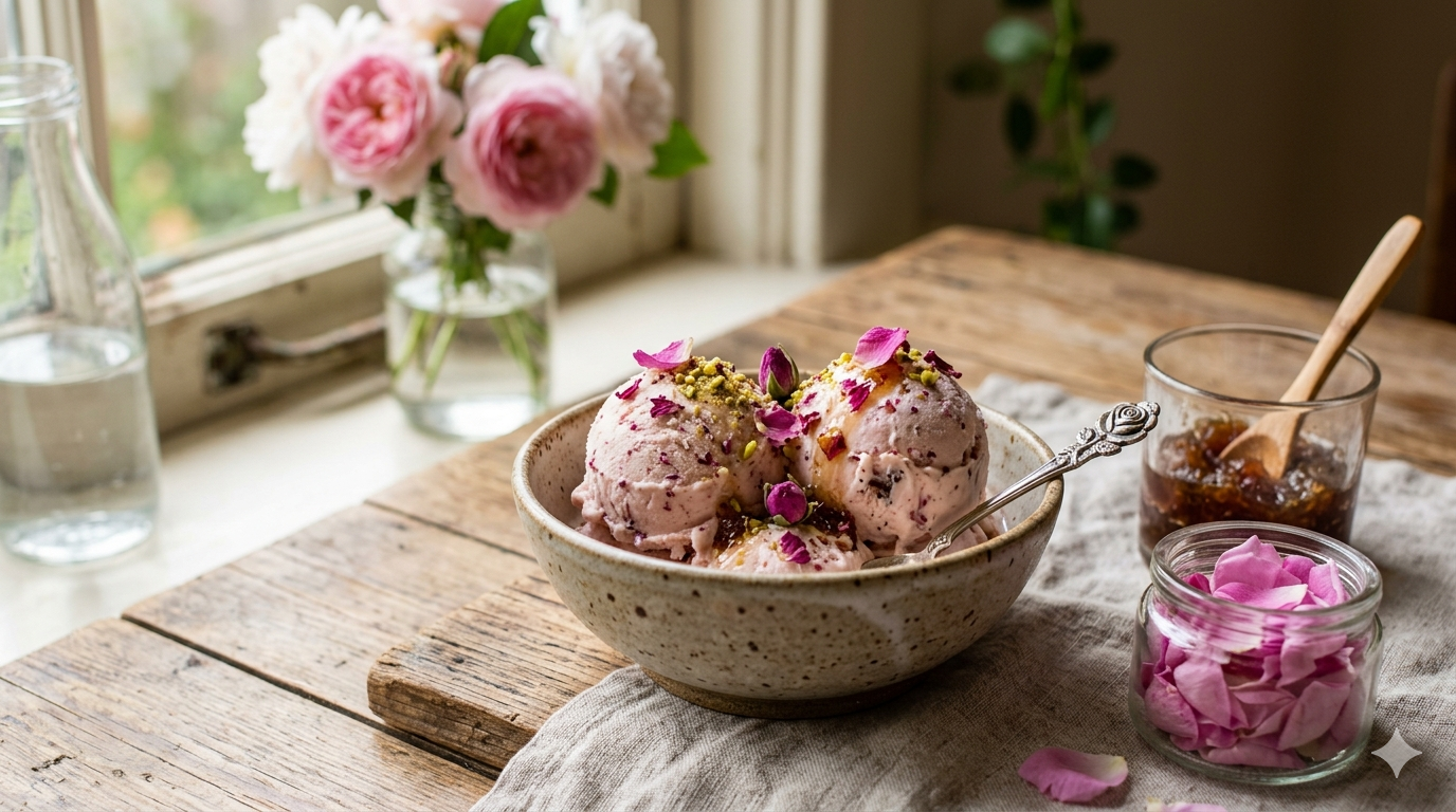 This Rose Gulkand Ice Cream Recipe Is Creamy, Fragrant And Easy To Make