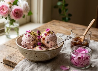 This Rose Gulkand Ice Cream Recipe Is Creamy, Fragrant And Easy To Make