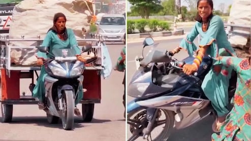 छोरे देखते रह गए और ताई ने 2 लाख की स्पोर्ट्स बाइक को बना दिया 'कबाड़' ढोने वाली गाड़ी, देख लोगों के उड़े तोते