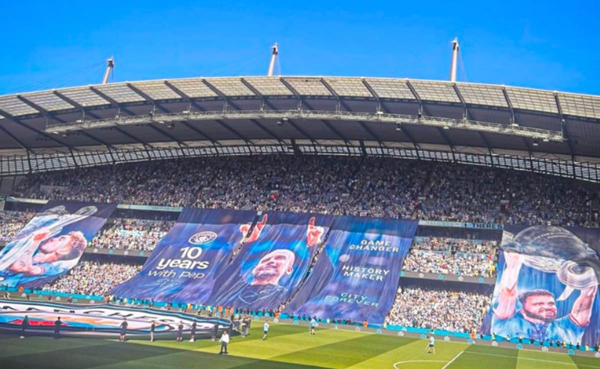In Pics: Manchester City Fans Stunning Tifo For Pep Guardiola, Bernardo Silva And John Stones On Farewell Day