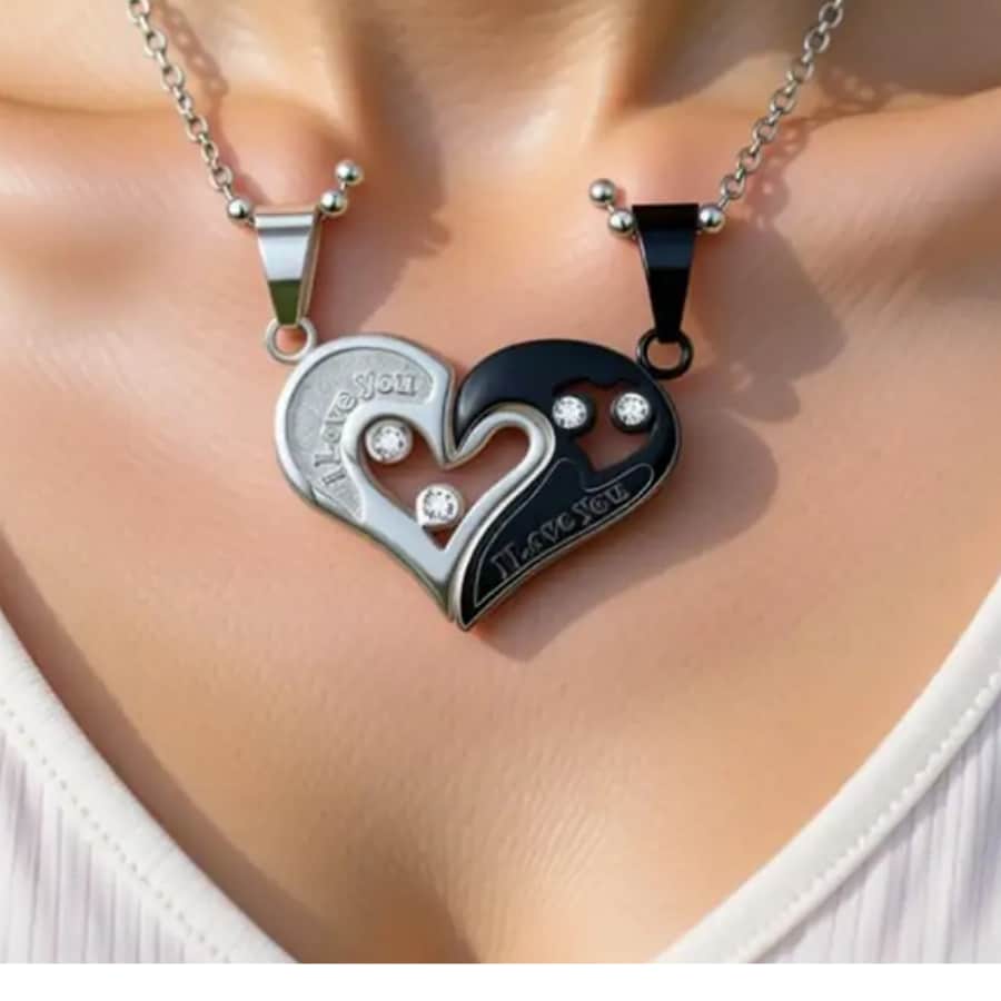 Click here to buy: LMGZON Silver & Black Stainless Steel Heart Shape Pendant Set Click here to buy: LMGZON Silver & Black Stainless Steel Heart Shape Pendant Set