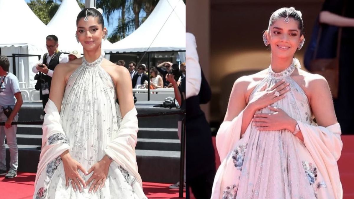 Pakistani Star Sanam Saeed Debuts At Cannes In A White Peacock-Inspired Look