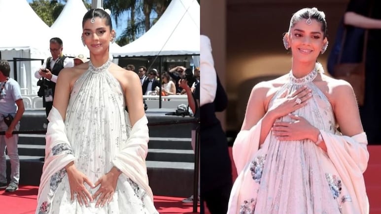 Pakistani Star Sanam Saeed Debuts At Cannes In A White Peacock-Inspired Look