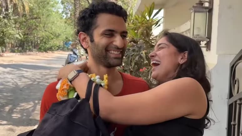 VIDEO: आयुष्मान गोद में उठा कर लाए गर्लफ्रेंड समीक्षा, अर्चना पूरन सिंह ने खुशी से किया 'छोटी बहू' का स्वागत