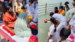 प्रतीक यादव की अस्थियां हरिद्वार में गंगा में विसर्जित, भावुक दिखीं पत्नी अर्पणा, भाई आदित्य भी थे मौजूद