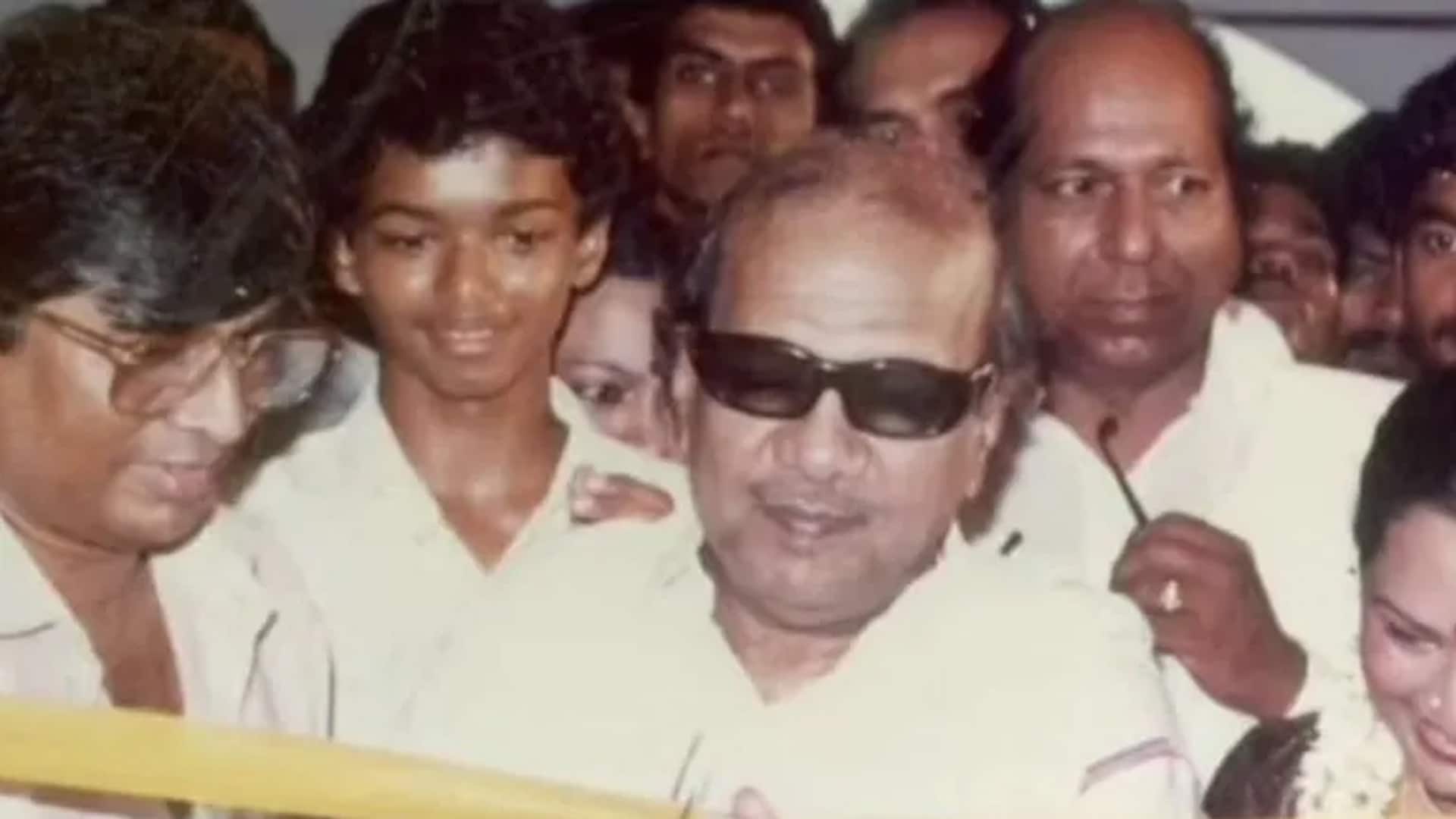 Karunanidhi Cuts Ribbon, Young Vijay Stands Behind In Throwback Pic