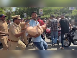 Video: When Police Had To Save A Pig At Thane Bakrid Goat Protest
