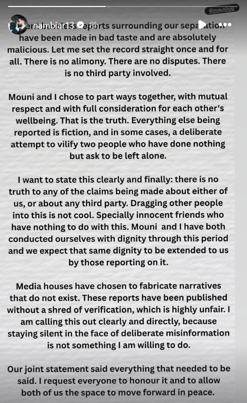 Businessman Suraj Nambiar has finally spoken out against the rumours surrounding their divorce. Businessman Suraj Nambiar has finally spoken out against the rumours surrounding their divorce.