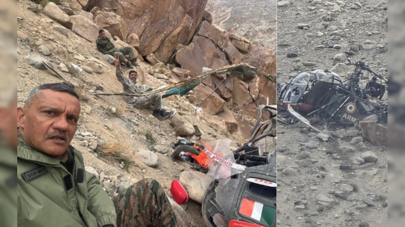 Narrow Escape For Army Officers As Chopper Crashes In Leh. They Click Selfie