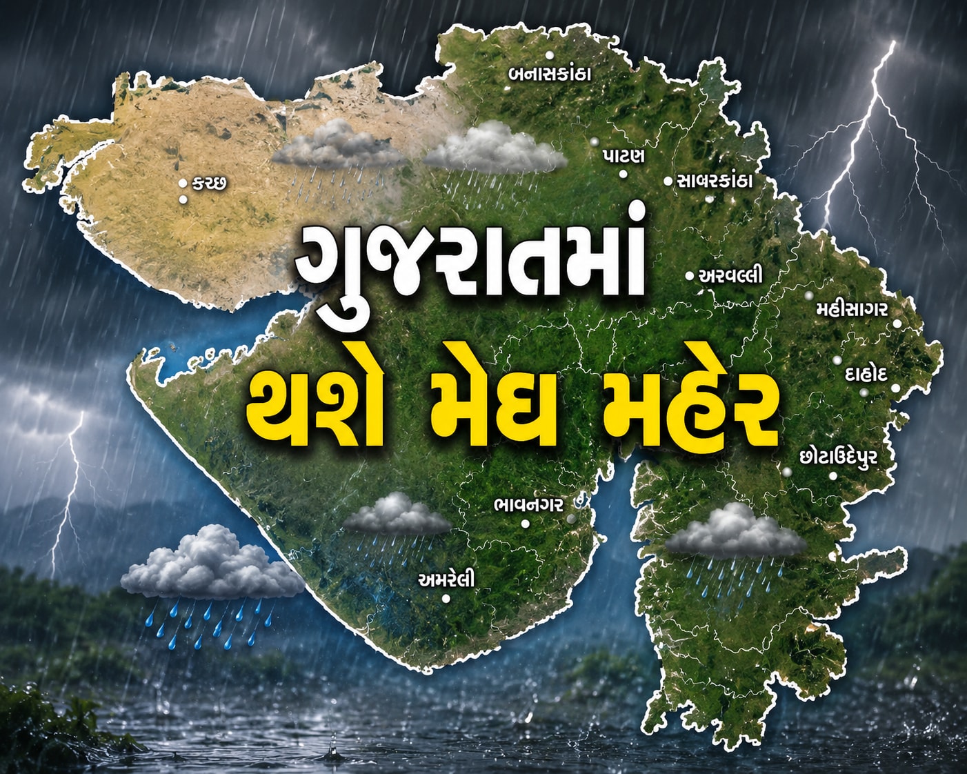 ગરમીથી મળશે રાહત ! ઉત્તર ગુજરાતથી સૌરાષ્ટ્ર - કચ્છ સુધી મેઘમહેરની સંભાવના