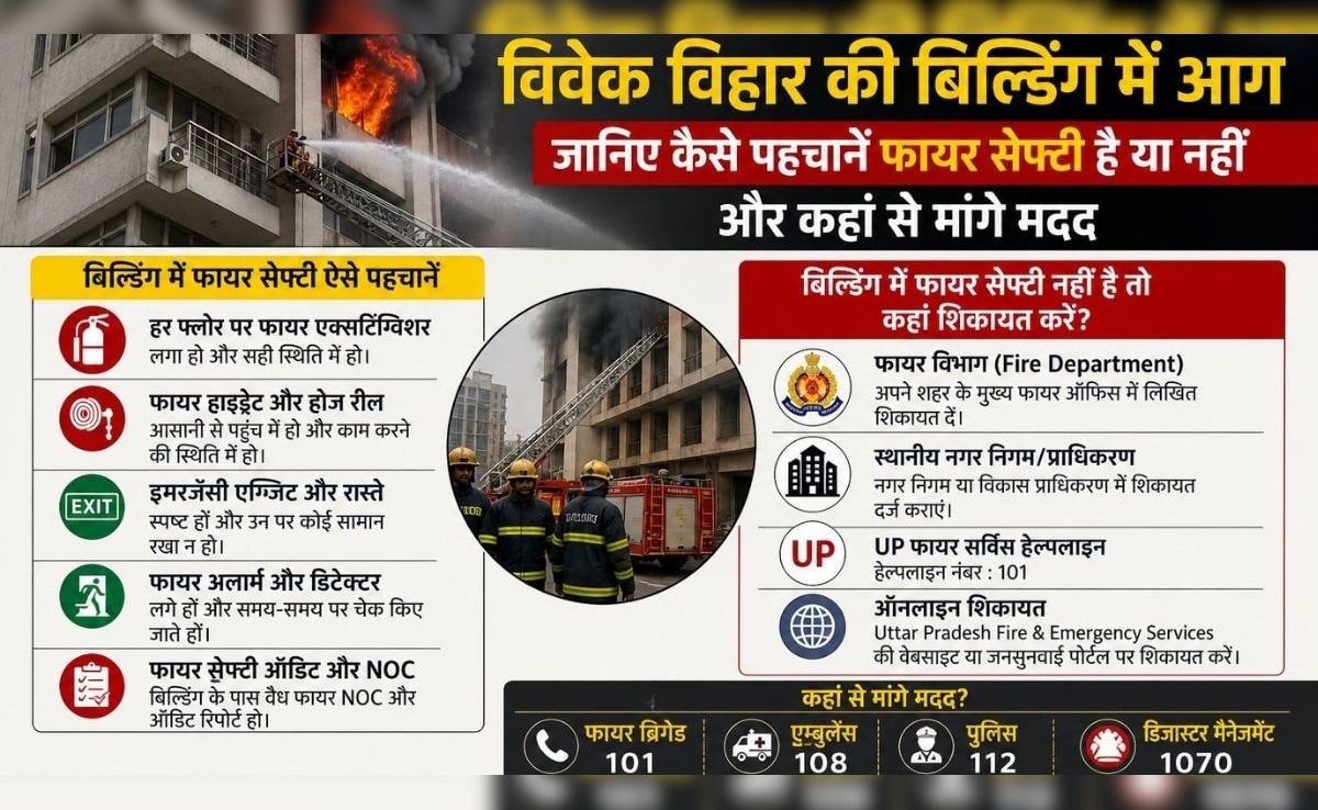 गाजियाबाद सोसाइटी के बाद विवेक विहार की बिल्डिंग में आग, जानिए कैसे पहचानें फायर सेफ्टी है या नहीं और कहां से मांगे मदद